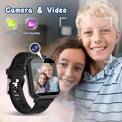 Miniatura 10 de Reloj inteligente para niños con 24 juegos de rompecabezas, pantalla táctil HD, cámara de video, reproductor de música, podómetro, reloj