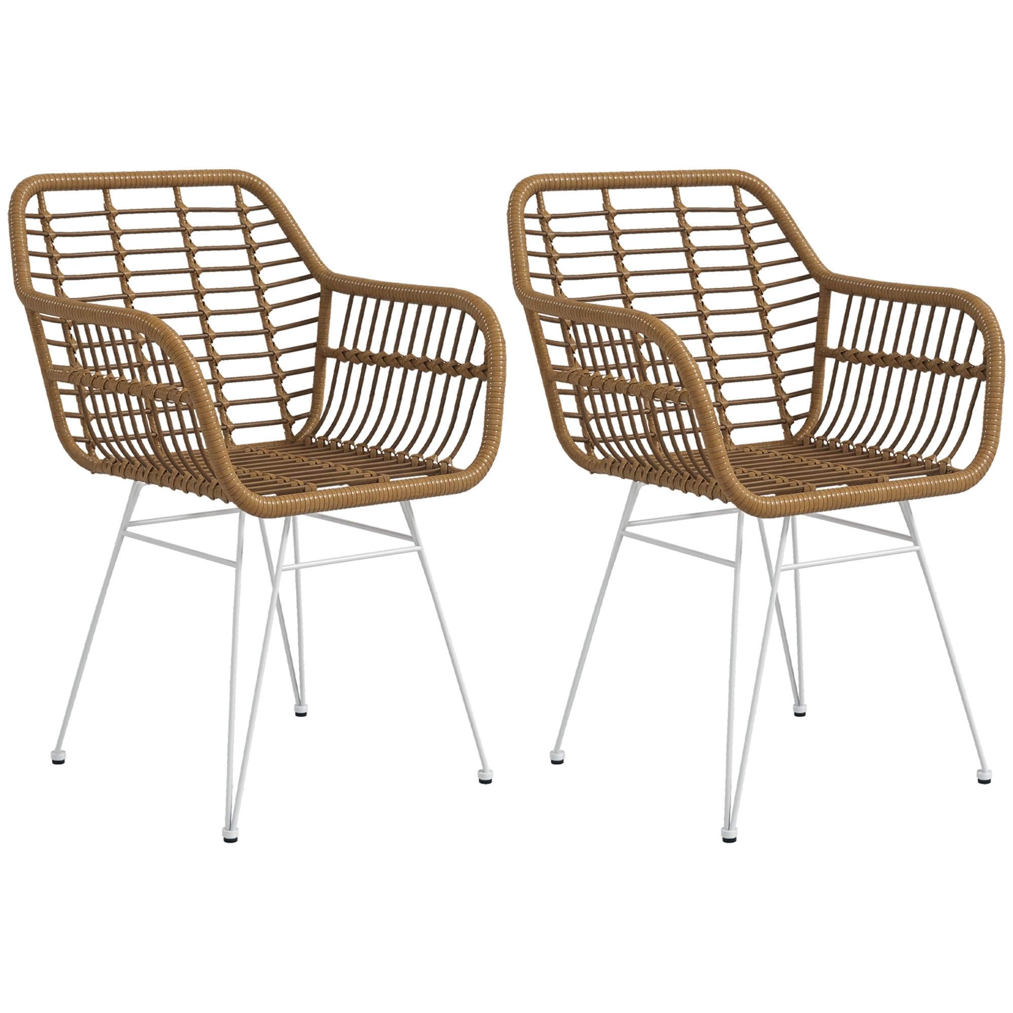 HOMCOM Lot De 4 Chaises De Salle à Manger Design Bohème En Résine