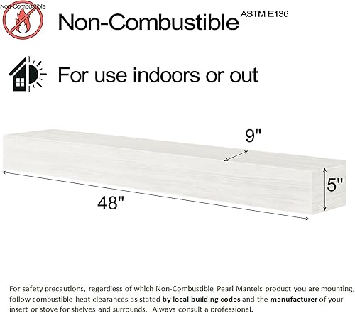 Vista 22 de Pearl Mantels ARYB60NCW - Estantería de mantel no combustible, color blanco, 60 pulgadas de largo x 9 pulgadas de profundidad x 5 pulgadas de alto