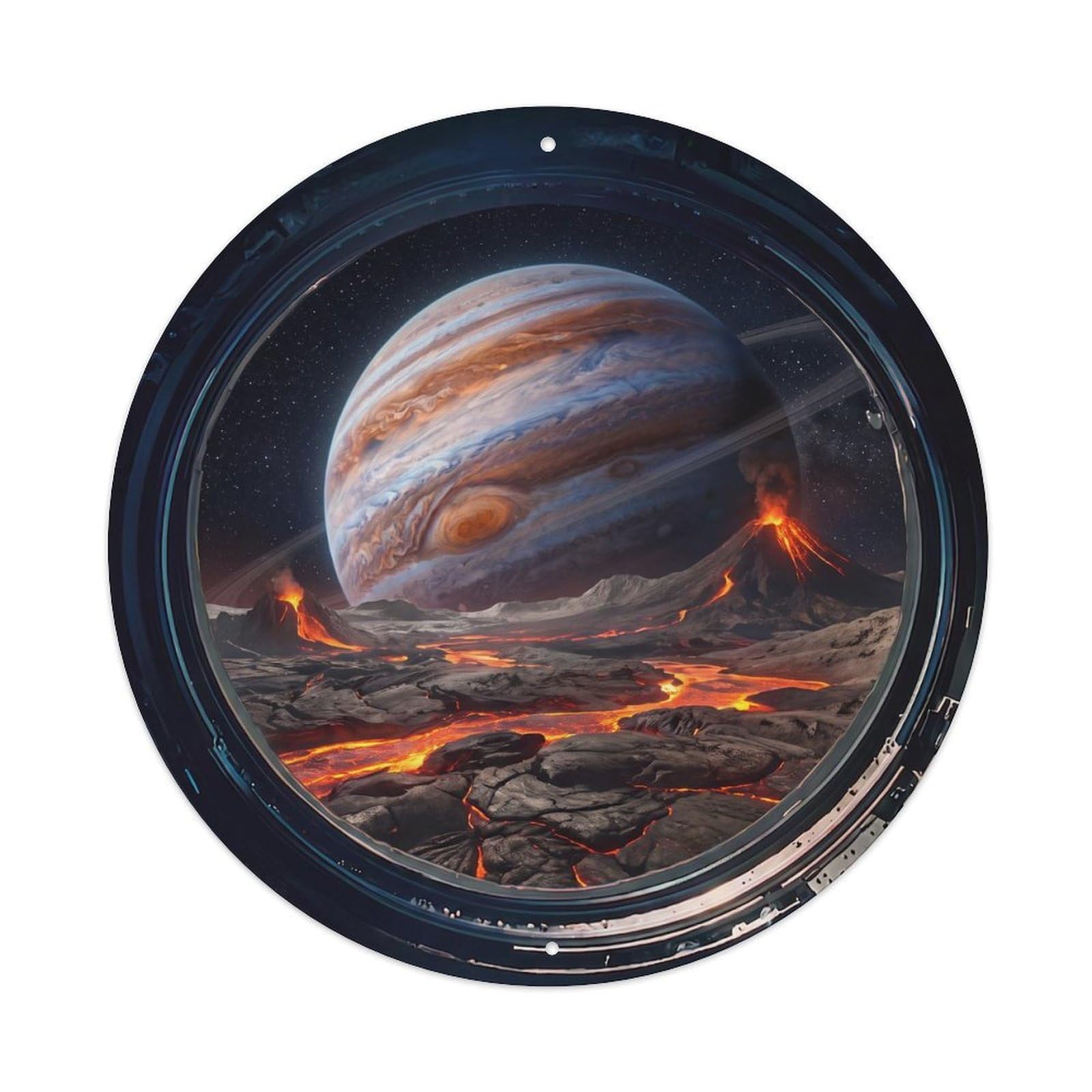 Tidally Locked Moon Surface View Metal Tin Sign