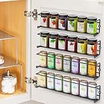 4 pack Spice Rack Organizer Wall Mounted Cabinet Metal Hanging Spice Rack for Spice Jars and Seasonings Your for kitchen Cupboard or Pantry Door