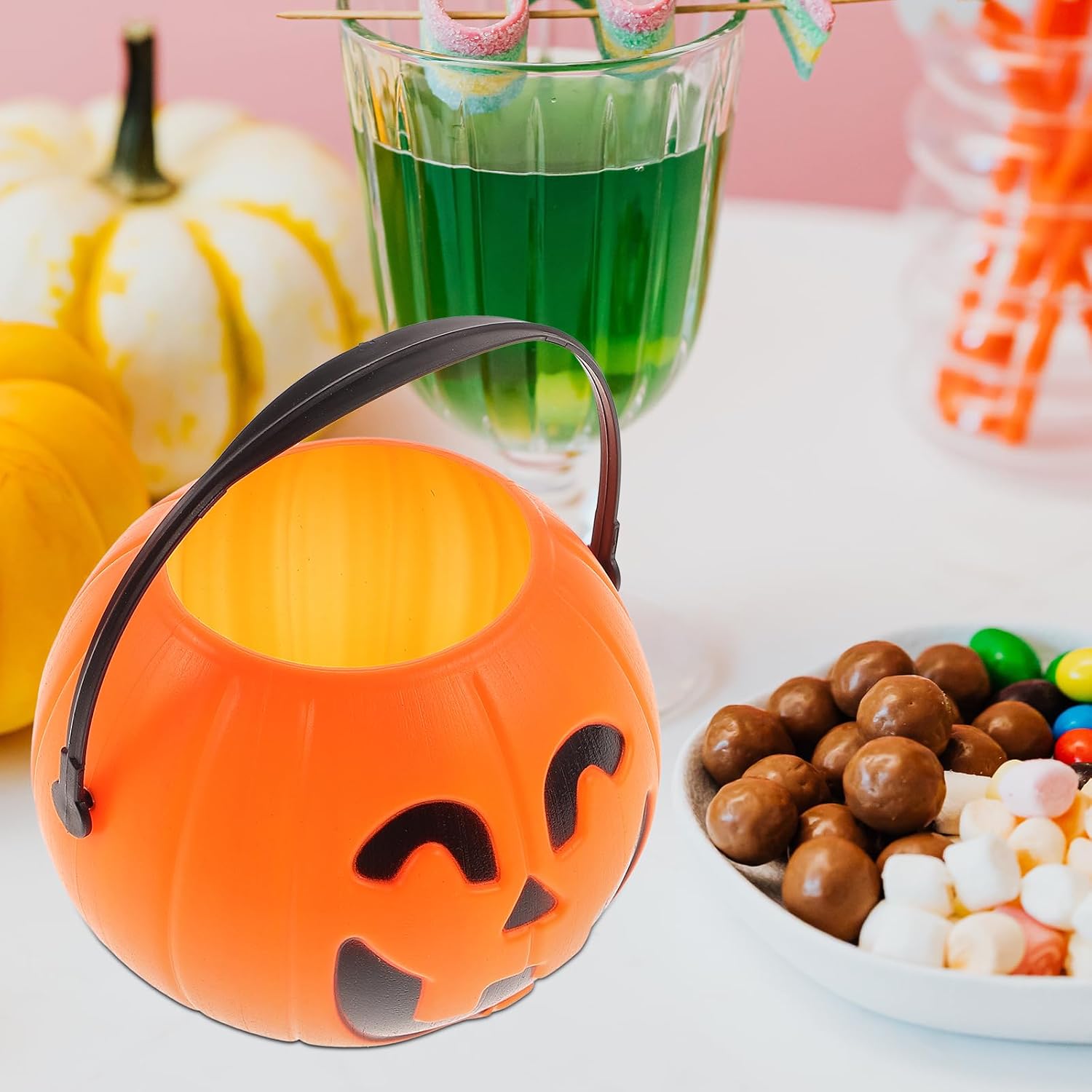 TOYANDONA 3pcs Pumpkin Bucket Pumpkin Decor Mini Decor Halloween Decor Embellishments Halloween Pendant Children Trick or Treat Bags Halloween Bucket Decor Portable Orange Child Suite