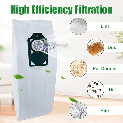 Miniatura 4 de Paquete de 12 bolsas de repuesto HEPA RLH-6 para aspiradoras verticales Riccar SupraLite R10S R10D R10O R10SAND Simplicity Freedom R10S R10D S10P
