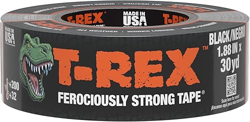 Cinta Adhesiva de Uso Pesado T-Rex con Respaldo Resistente a los Rayos UV e Impermeable para Reparaciones Ferozmente Fuertes, 1.88" x 30 yardas,