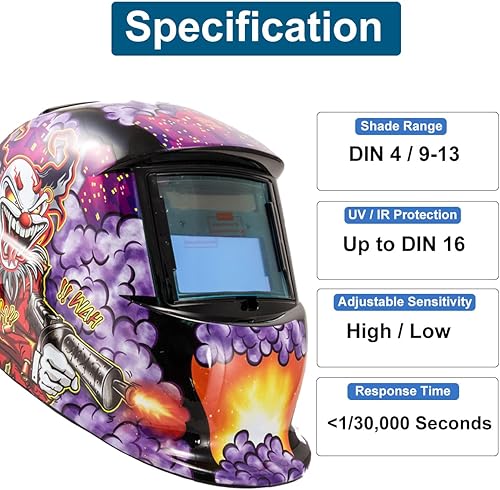 Miniatura 4 de iMeshbean Casco de soldadura de oscurecimiento automático Máscara de capucha accionada solar con lente adicional ANSI aprobado por el ANSI, diseño