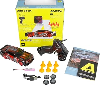 Drift Sport Muscle Car Remote Control with Underfloor Lighting 4WD 1:24 Scale RTR Red for Children from 6 Years