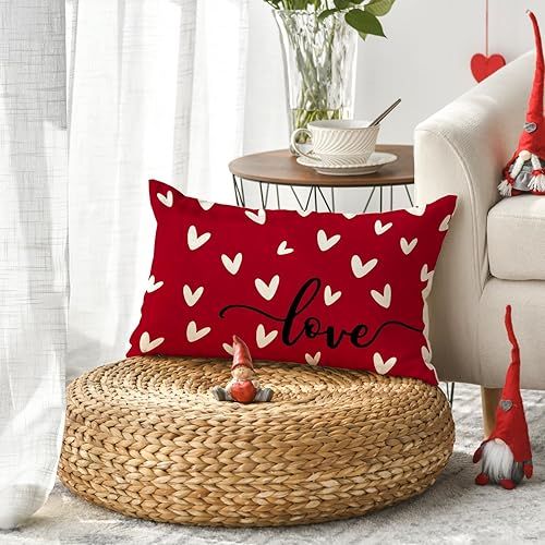 Miniatura 5 de AVOIN colorlife Funda de almohada roja para el día de San Valentín 12 x 20 pulgadas decoración de aniversario y boda para el sofá