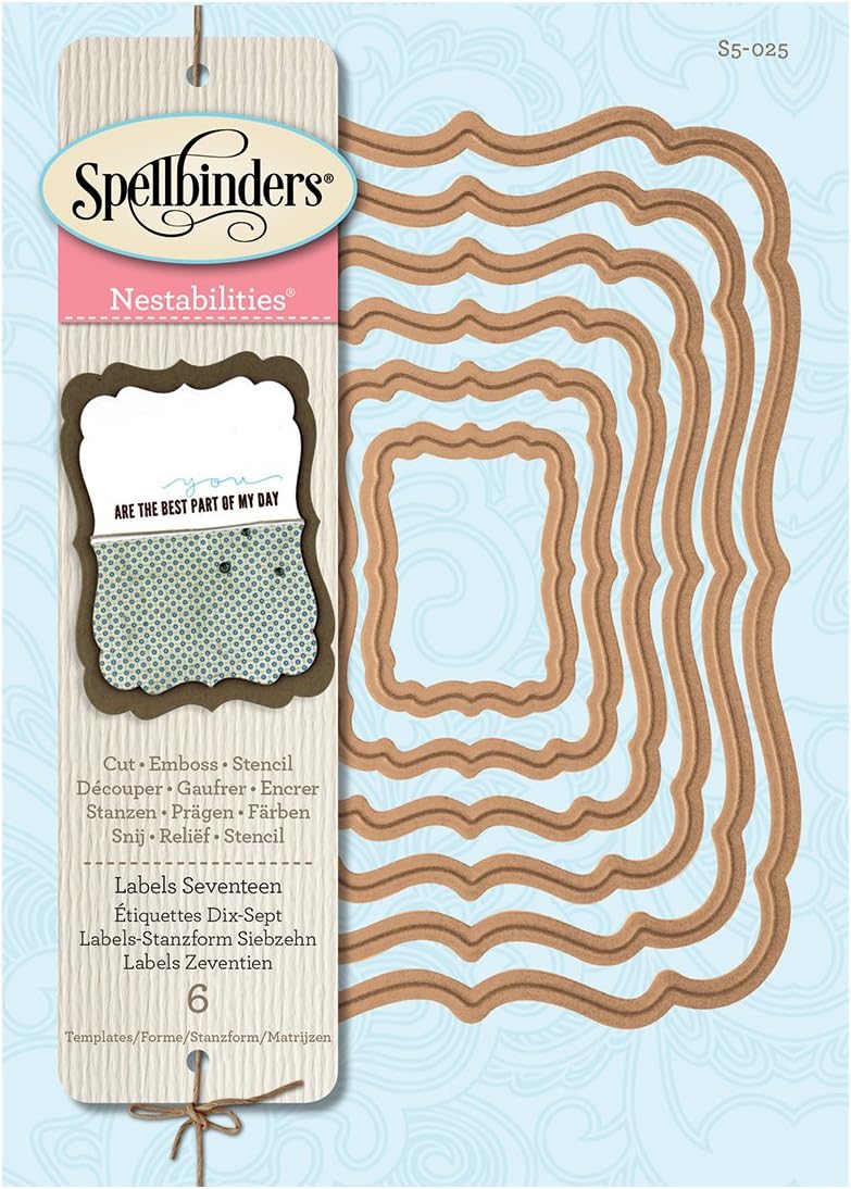 Spellbinders S5-025 Nestabilities Labels Seventeen Etched/Wafer Thin Dies