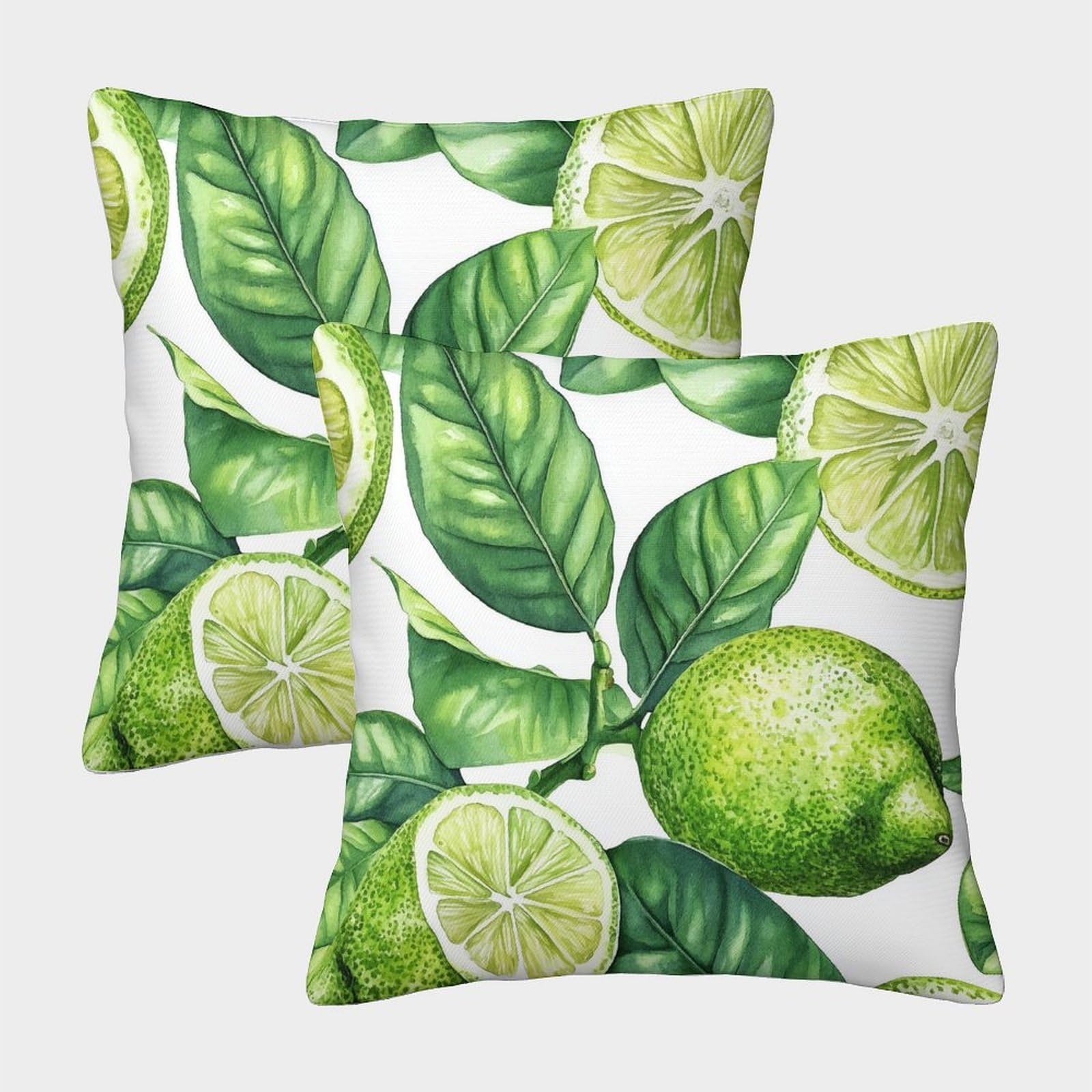 kaiyun 2 Pack 3D Green Lemon,Watercolor Style Cushion 3D Soft Touch Pillowcase,sofa Chair Home Furnishings 50x50cm
