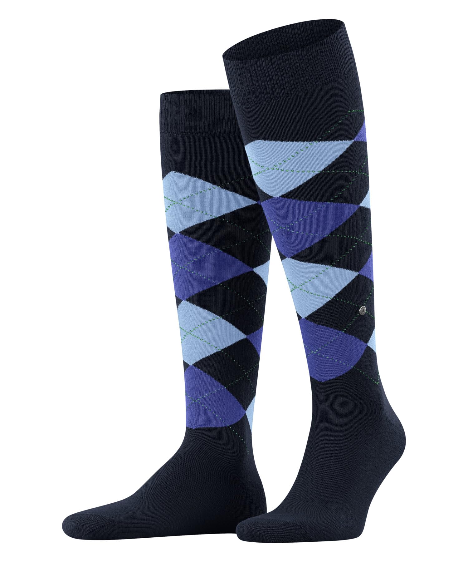 Burlington Men's Blue Marine 6121 King M Kh Cotton Long Patterned 1 Pair Knee-High Socks, 6.5-11