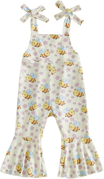 Toddler Cowgirl Outfit Baby Girl Romper Bell Bottom Flare Jumpsuit