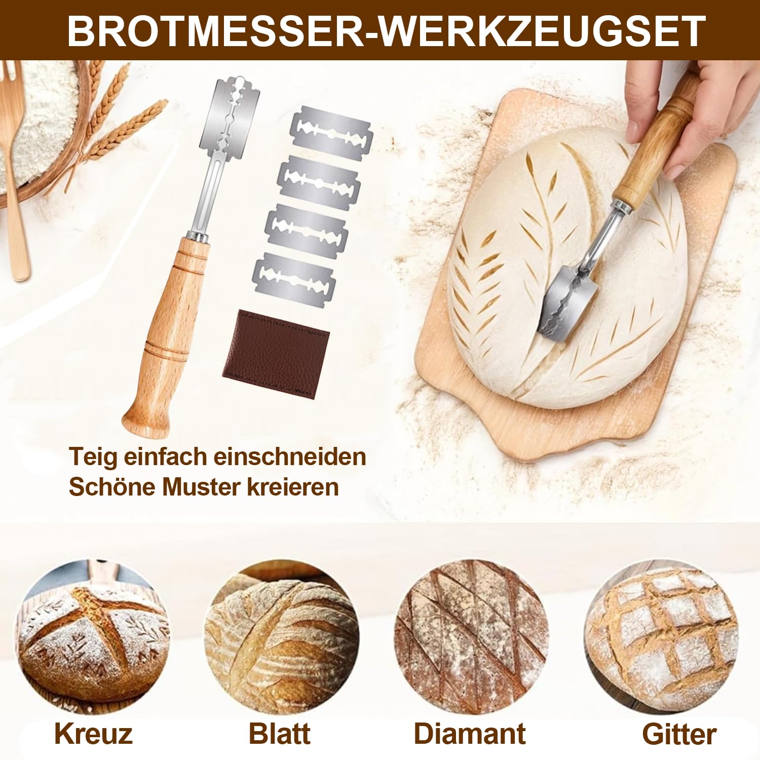 Komplettes Gärkörbchen Sauerteig Starter Set, 2 Gärkorb (25cm Ovale & 23cm Runde), 900ML Sauerteig Glas Set, Brotbackzubehör kit, Brot Backen Zubehör für Anfänger, Erfahrener Bäcker