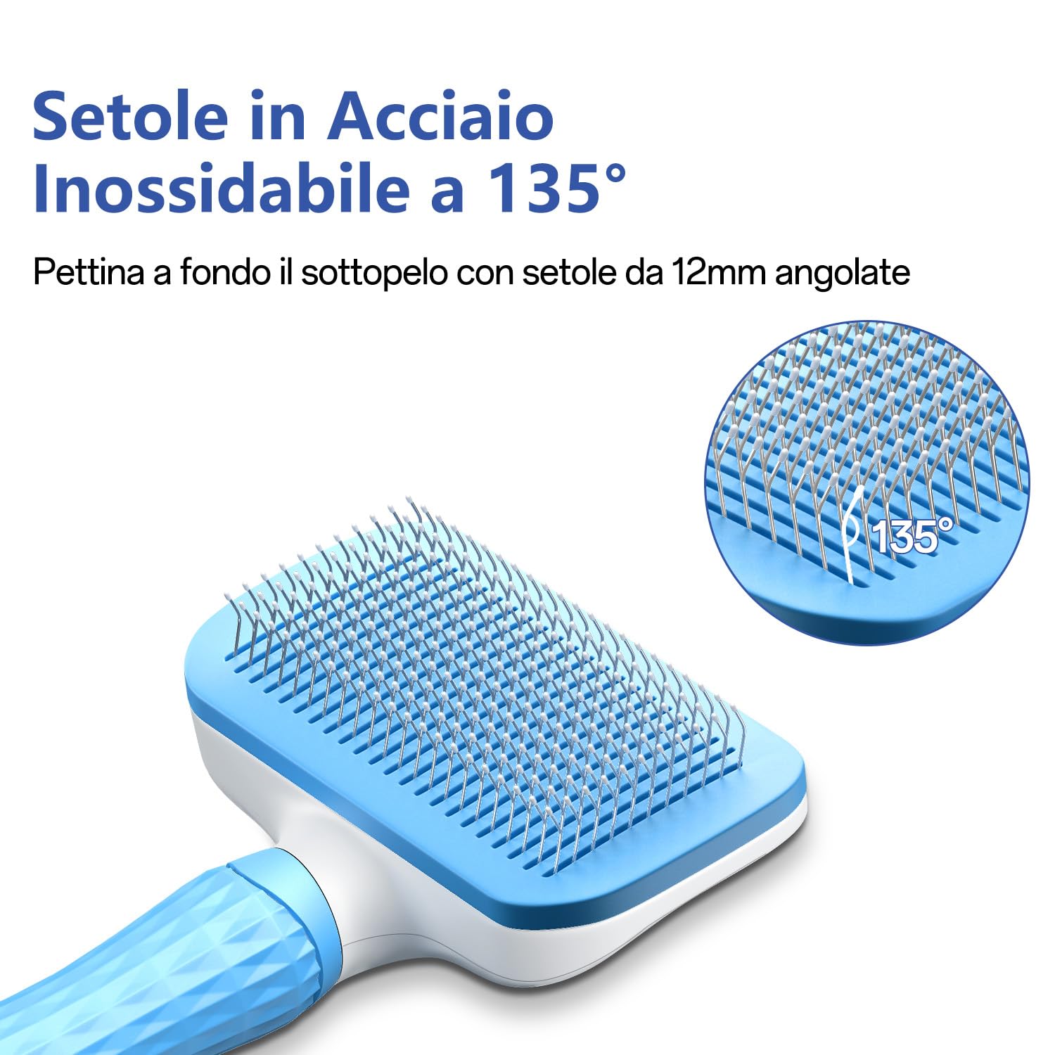 ACE2ACE Spazzola Gatto Cane Pelo Lungo e Corto, Autopulente Spazzola Morbida per Gatti e Cani, Cardatore per Cani Gatti, Brush per Barboncino,Golden Retriever,Labrador,Husky,Bulldog,Maltese, Blu