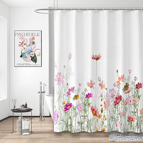 Miniatura 2 de Cortina de ducha floral - 72 pulgadas de ancho x 84 pulgadas de largo, con 12 ganchos, cortina de bañera con peso para baño