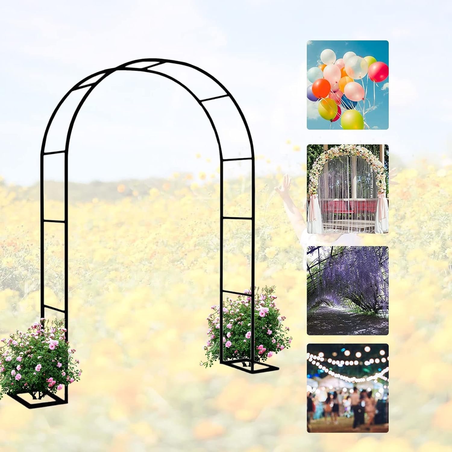 Arche de jardin en métal pour créer un passage fleuri et ombragé sur la terrasse