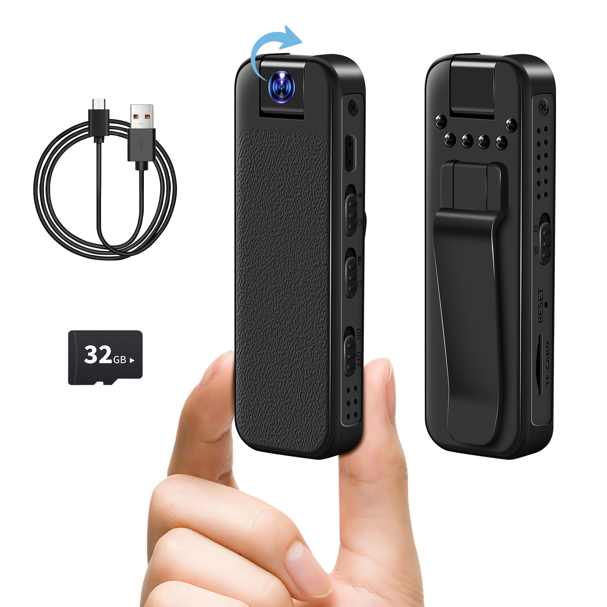 Mini Body Camera with 32GB Card, 1080P HD Video Recorder, Body Cameras with IR Night Vision, Portable Camera for Cycling, Travel, Home Security, Outdoor Activities-image-27