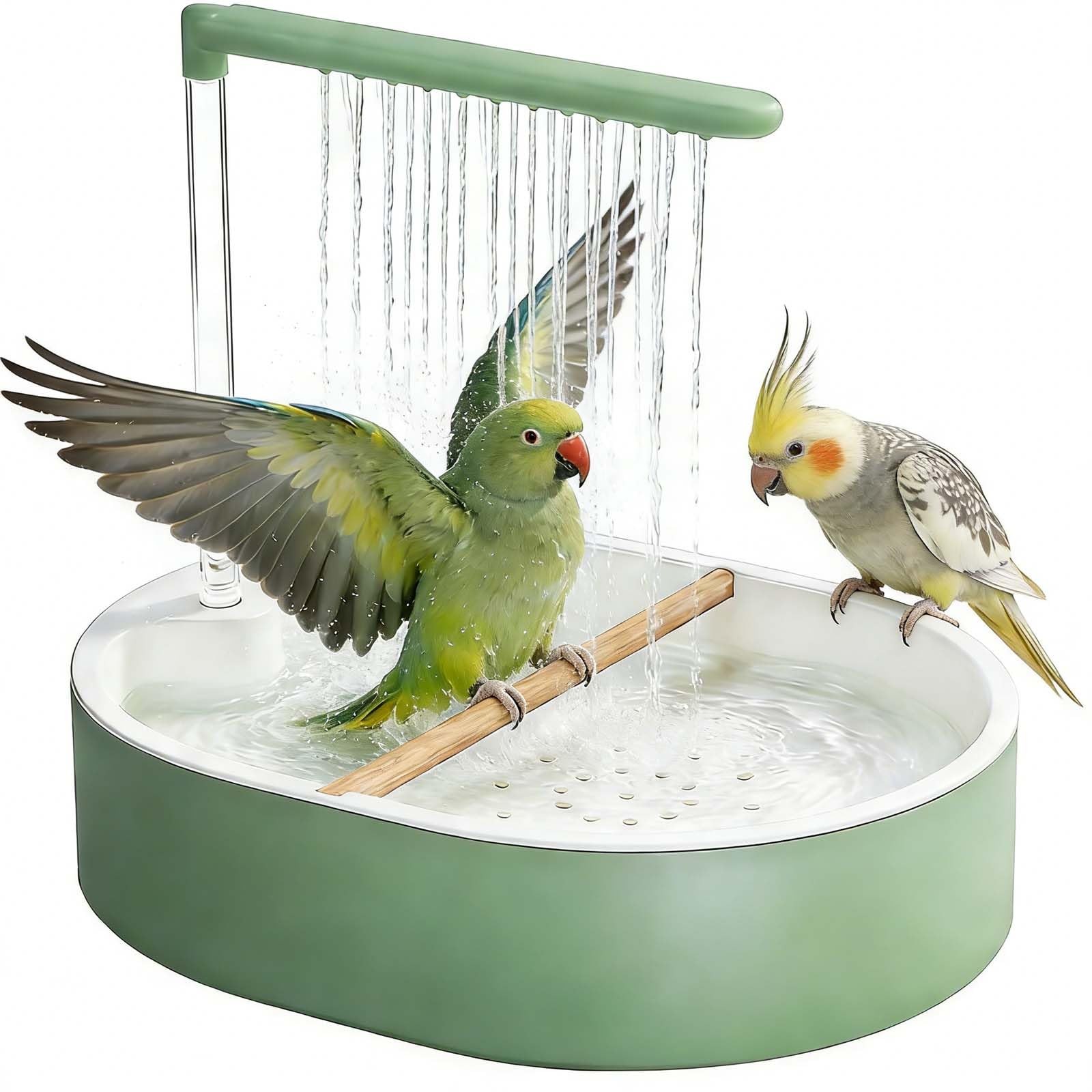 Baño automático para pájaros, agua circulante, bañera grande para periquitos, fuente de ducha para periquitos, periquitos, cacatúas, conures, tortolitos, grises africanos