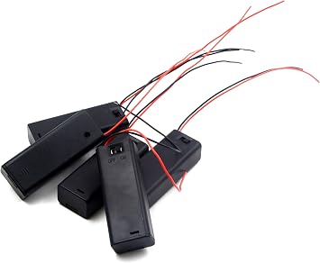 (Pack of 5 Single 1AA Battery Holder with Cover and Switch, AA Battery Holder with Leads Wires
