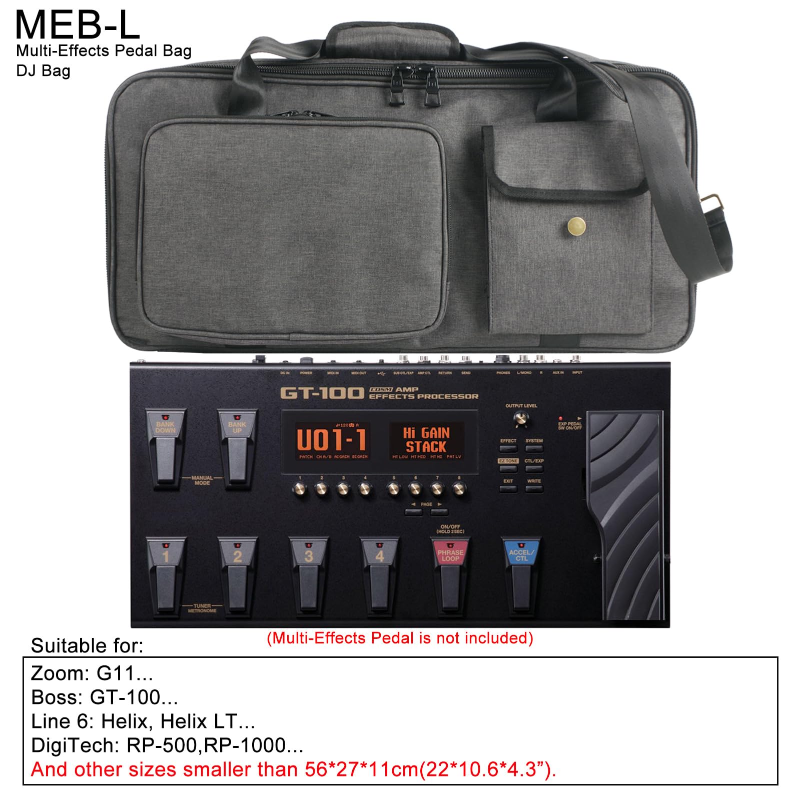 Bolsa de Tablero de Pedal Efectos de Guitarra, Caja de Transporte Pedal de Guitarra, Estuche de Transporte Pedal Efectos Múltiples de Guitarra para el Accesorio Pedalboard (L)