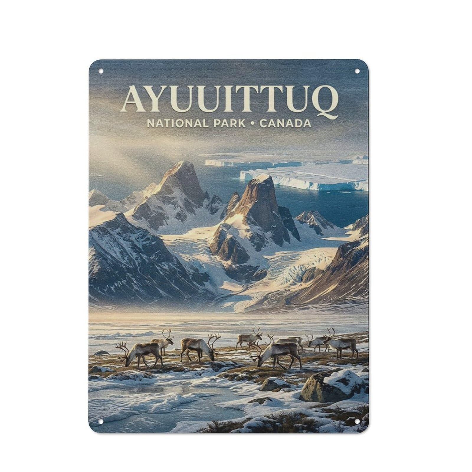 Junmoney Style-18 Auyuittuq National Park Canada Retro Metal Wall Decor 40X30cm, Tin Wall Sign For Coffee Bar, Small Shop Or Dining Room