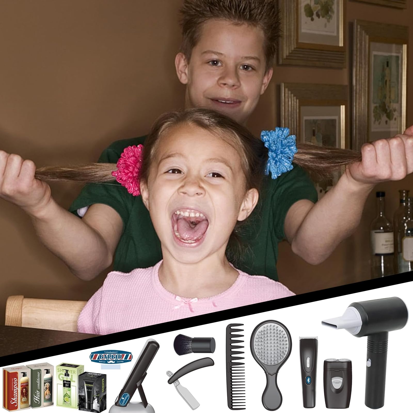 Juego de Peluquería para Niños,36 Piezas Estilismo y Peluquería Conjunto Juego Belleza,Moda Salón Kit Peluqueria,Juego de simulación de peluquería,Juego de rol para Niños y Niñas 3+ Años.