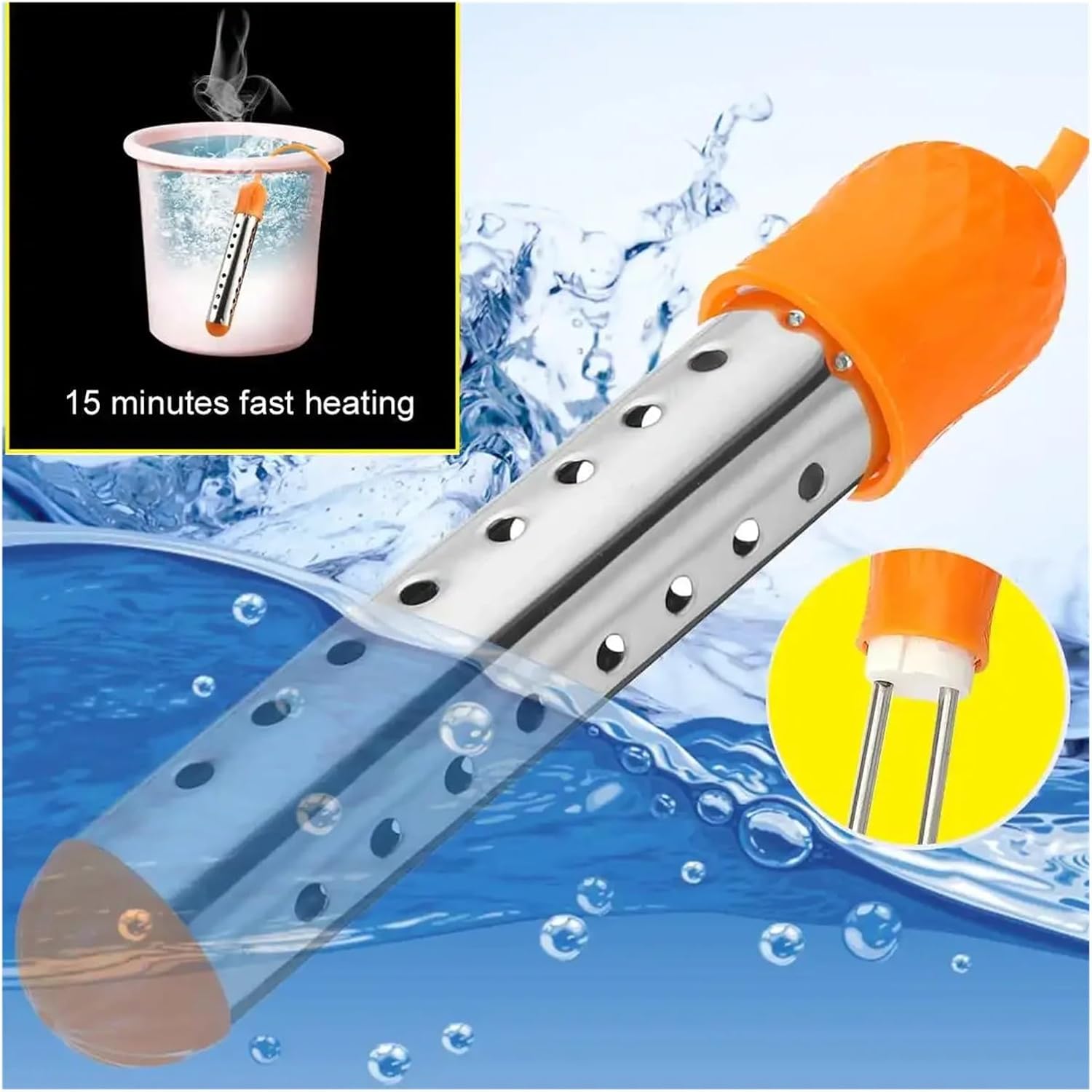 Immersion Water Heater Floating Electric Heater Boiler Water Heating Element Auto Power Off Immersion Suspension Bathroom Swimming Pool 220V(2500W-1)
