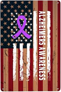 US Flag Purple Ribbon Alzheimers Awareness Sleek Metal Wall Decor 8x12 In Iron Art Contemporary Living Spaces Indoor Outdoor7