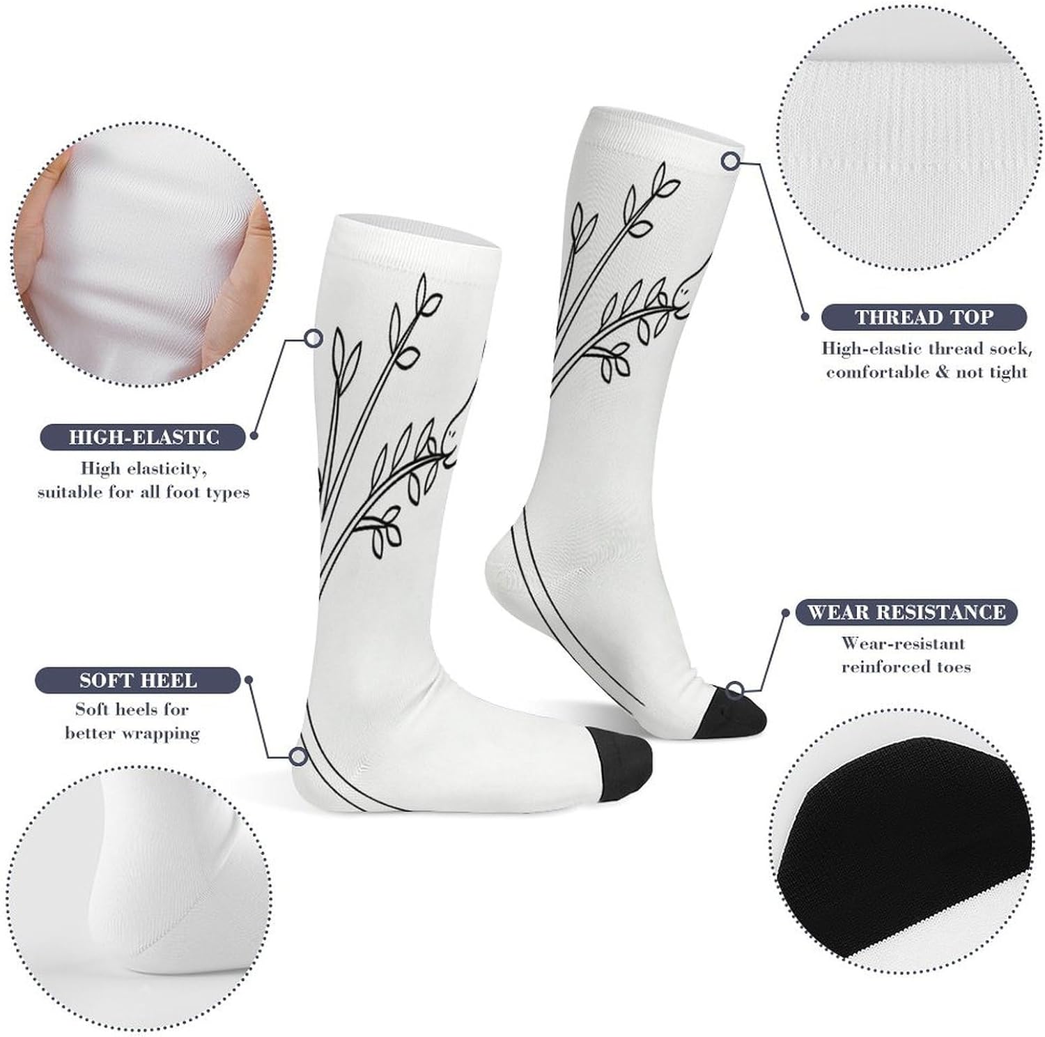 Giraffe Leaf Feast Crew Socks Calf Socks Athletic Crew Sock