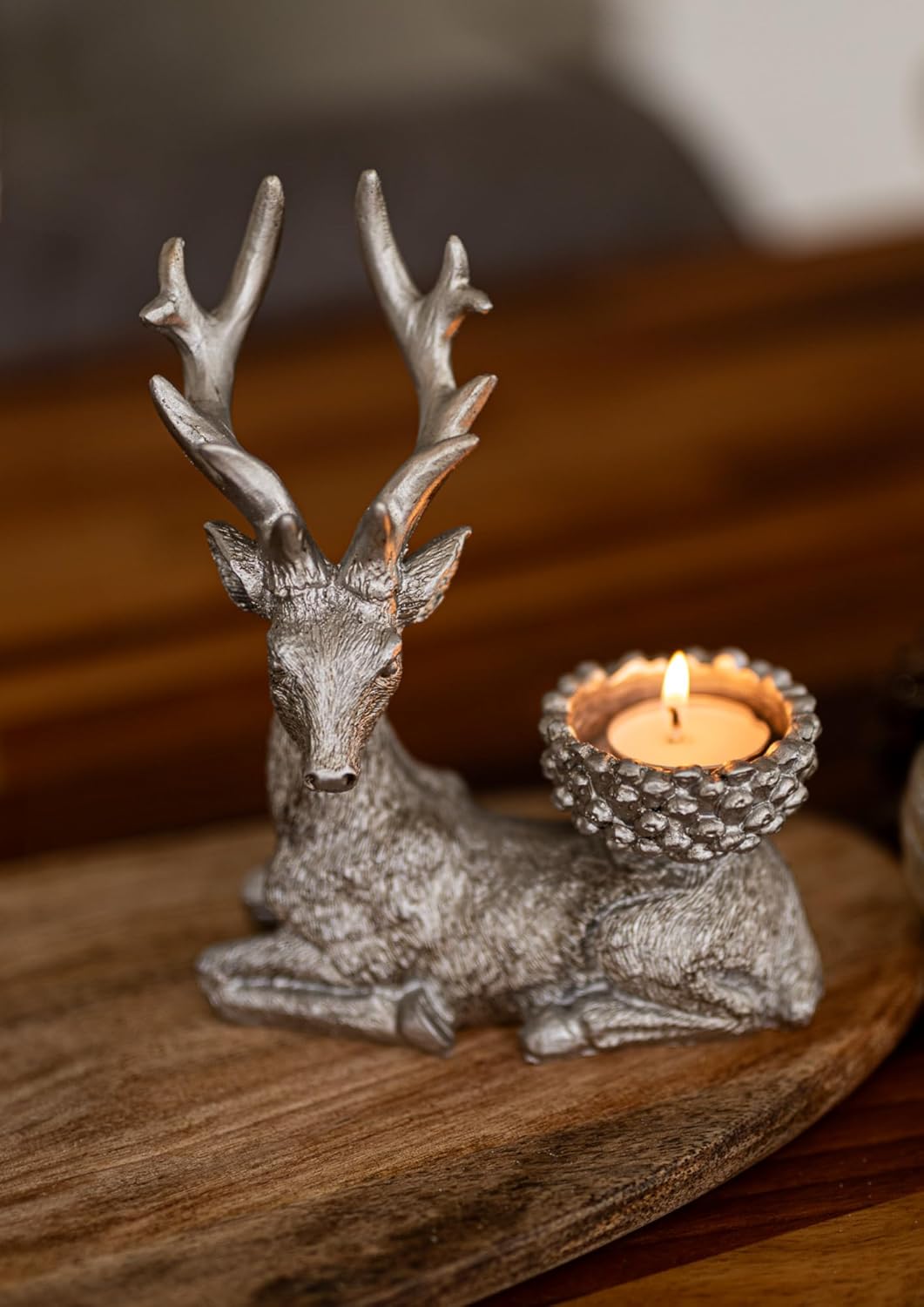 Marco Paul Set of Two Resin Stag Tealight Holders Christmas decorations