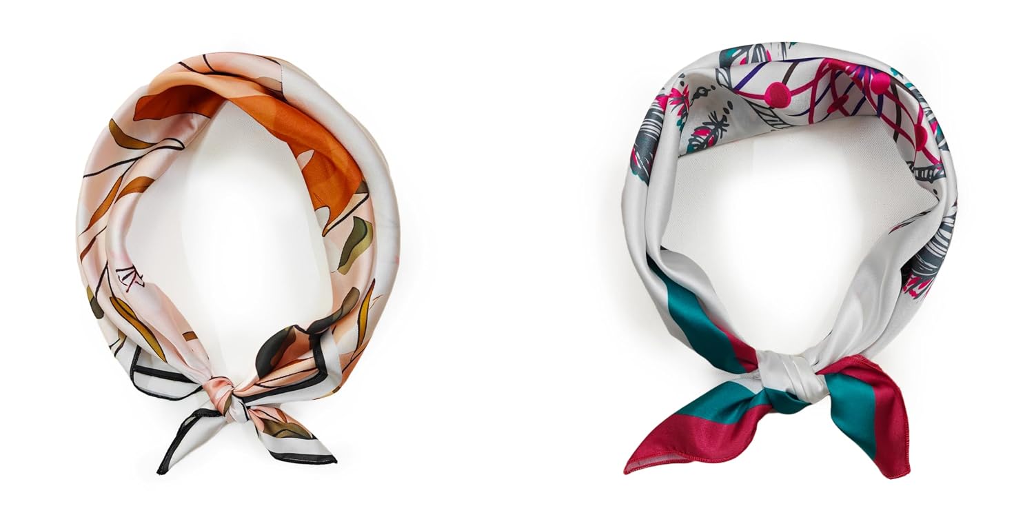 Satin Silk Small Square Scarf for...