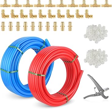 1/2 Inch Niikappu PEX-A Pipe, 2 x 100 Ft 200 Ft Pex A Tubing Blue & Red