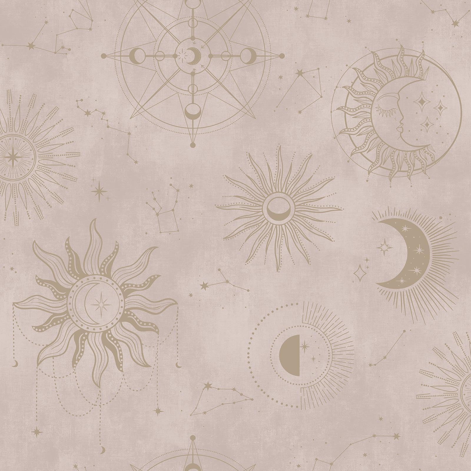 Holden Cosmic Night Sky Celsestial Themed Wallpaper Ideal for Children's Bedrooms, Nurseries, Kids Playrooms Pink Gold (14250)