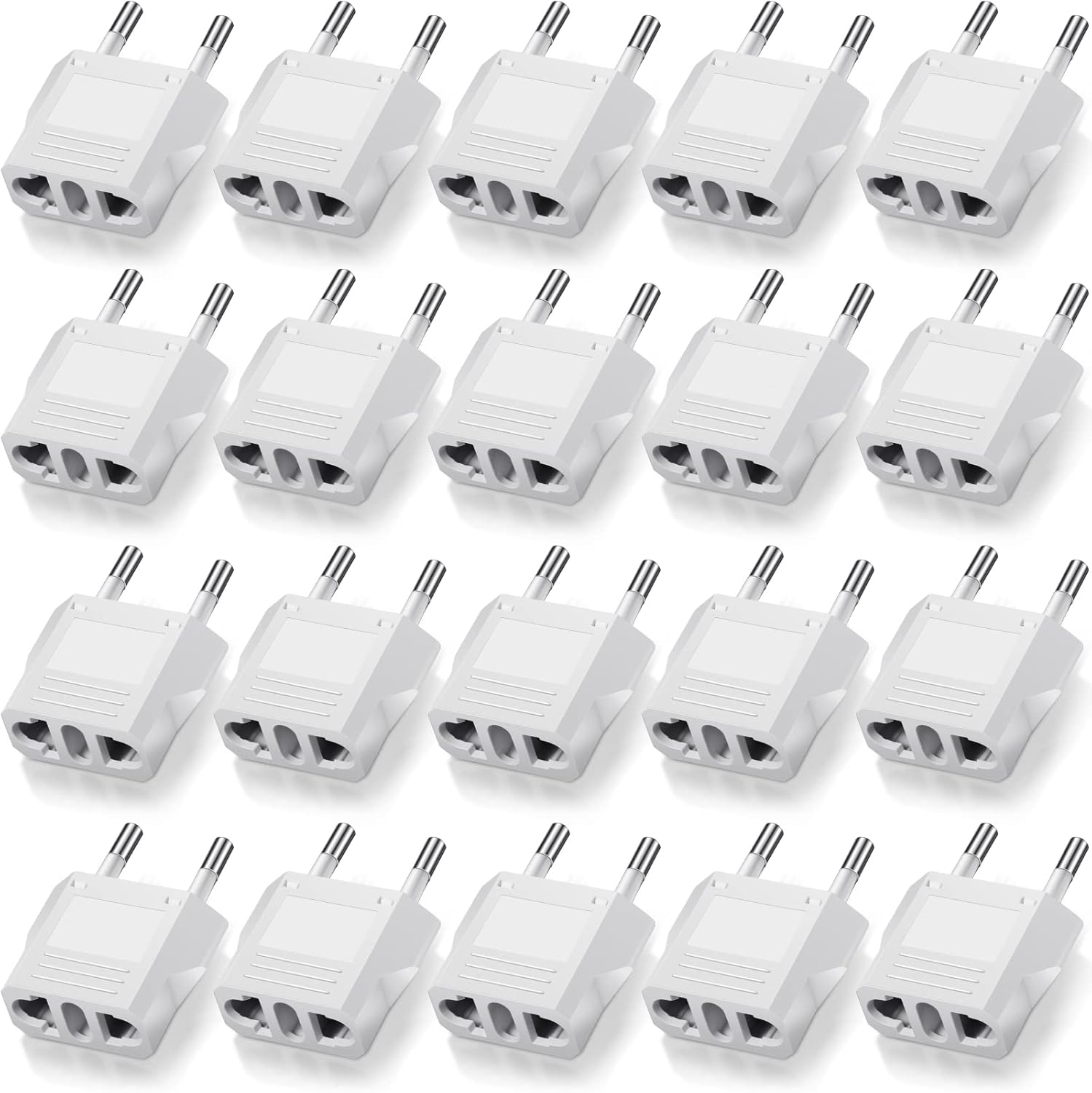 20 Pcs European Plug Adapter, US to Europe Travel Adapter