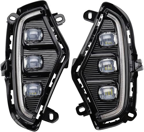 Miniatura 3 de MotorFansClub Luces LED de circulación diurna, lámparas de 3 ojos, DRL, luces antiniebla, luz de señal de giro ámbar, compatible con RAV4 2019 2020