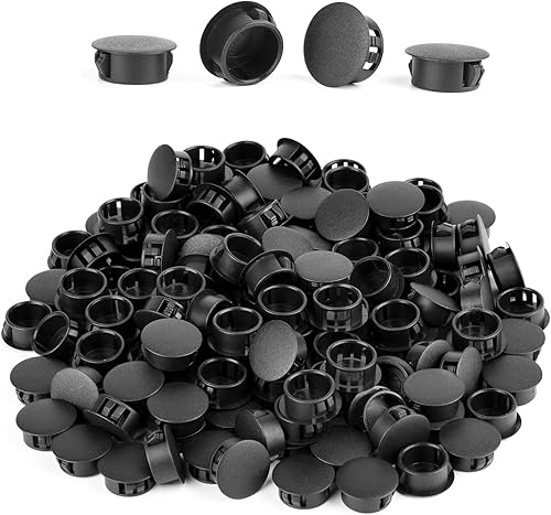 150 tapones negros tipo panel empotrado, cubierta de cierre de 0.748in para gabinetes de cocina, muebles de esgrima, tapas de extremo de inserción