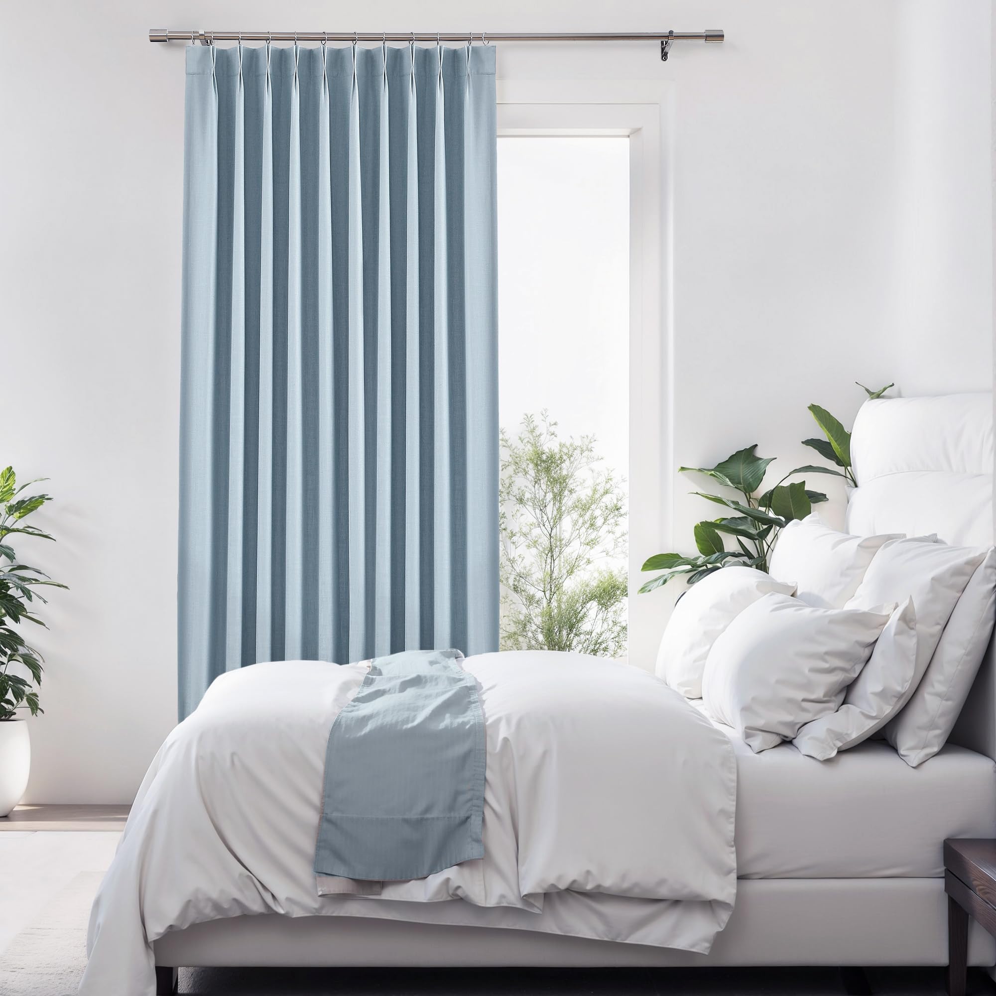 Central Park Dusty Blue Pinch Pleat Full Blackout Curtain
