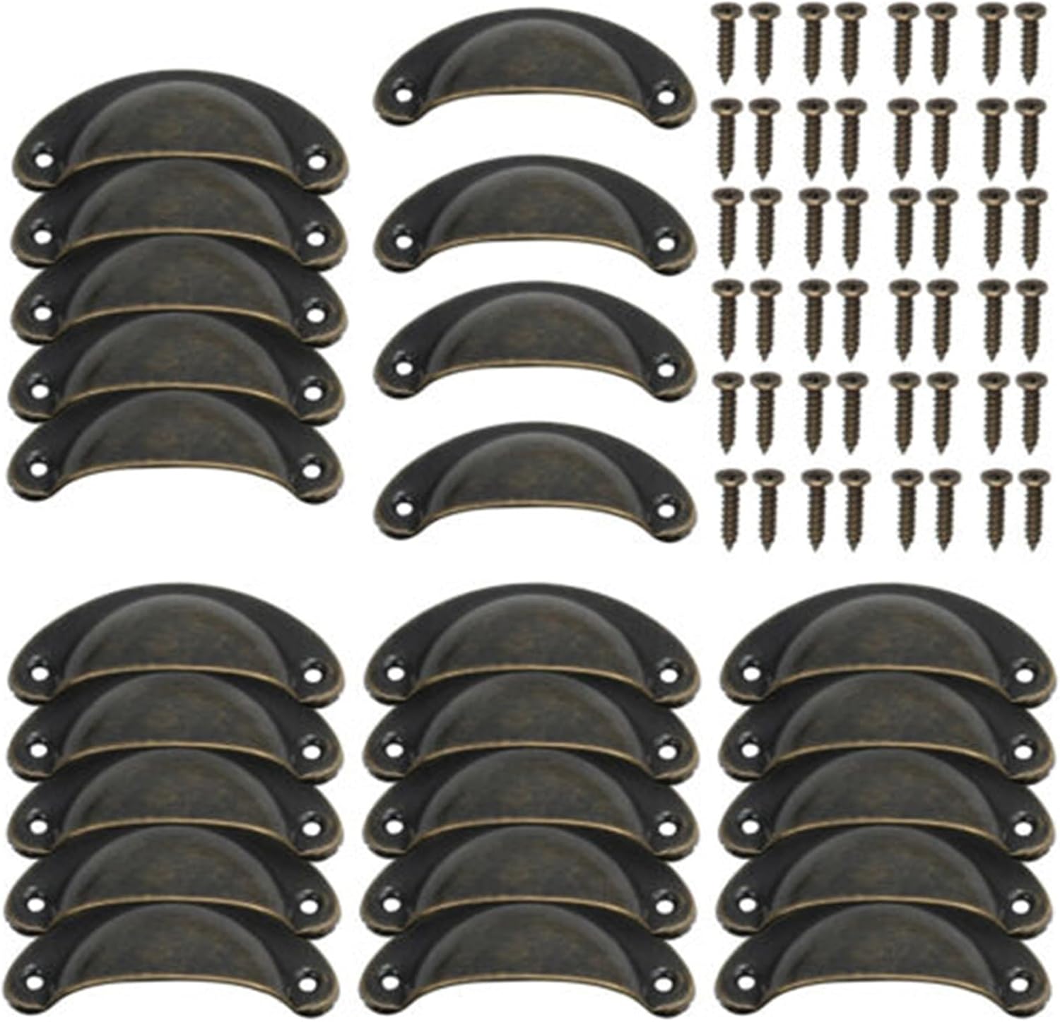 24 個アンティークシェルプルハンドルヴィンテージキャビネットノブハンドル食器棚ドアキャビネット引き出し家具ハードウェアホーム (C