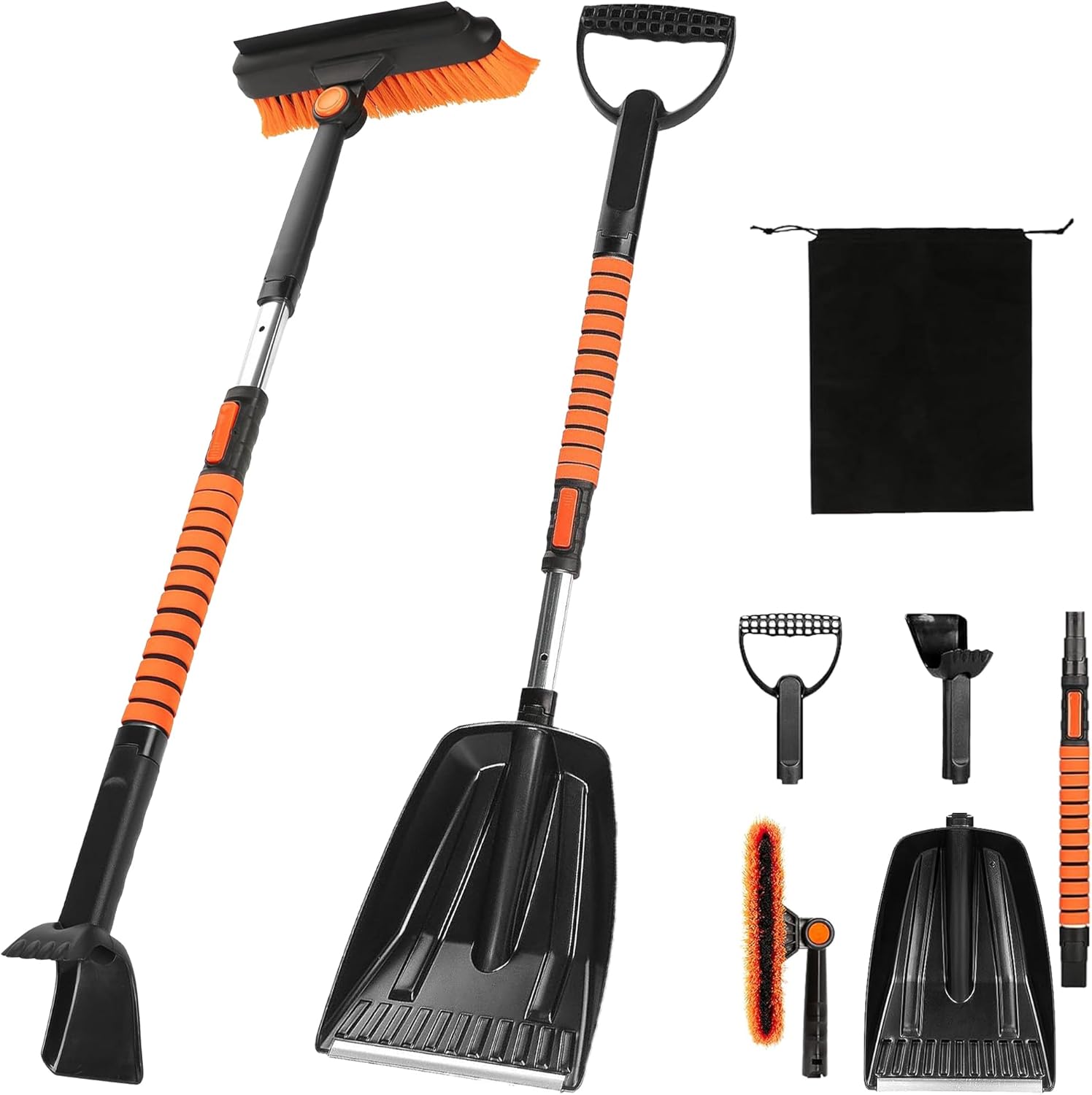 41'' Car Snow Brush and ice Scraper, Snow Shovel for car, Snow Shovel Brooms with Foam Handles 360° Swivel Brooms, Snow Shovels for Cars,Buggies, vehiclesand Trucks