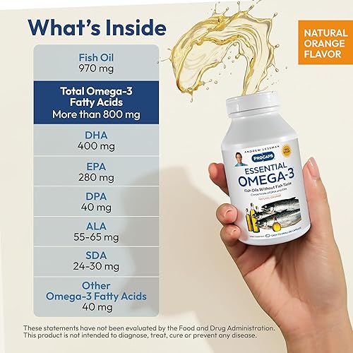 Miniatura 3 de ANDREW LESSMAN Essential Omega-3 Naranja - 30 cápsulas blandas - Aceites omega-3 ultra puros y de alta potencia. Alto DHA, sin malestar estomacal,