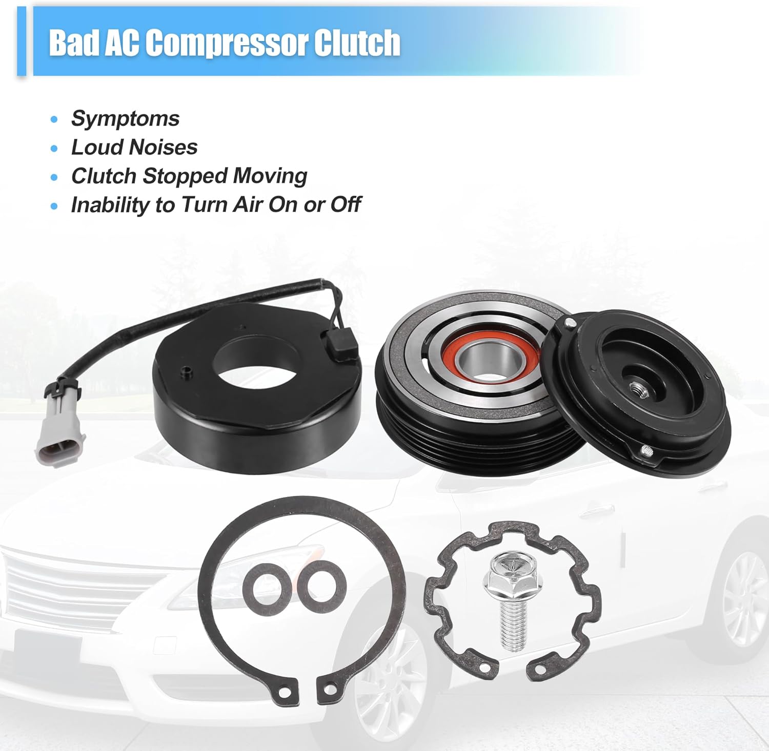 X AUTOHAUX 1 Set AC Compressor Clutch Kit Pulley Coil Auto Repair Compressors Assembly for Chevrolet Tahoe 5.3L 2000-2014