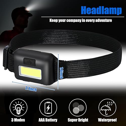 Miniatura 4 de Paquete de 48 linternas LED para faros delanteros, brillantes, impermeables, linterna de cabeza de inundación, 800 lúmenes a granel con 3 modos, 144