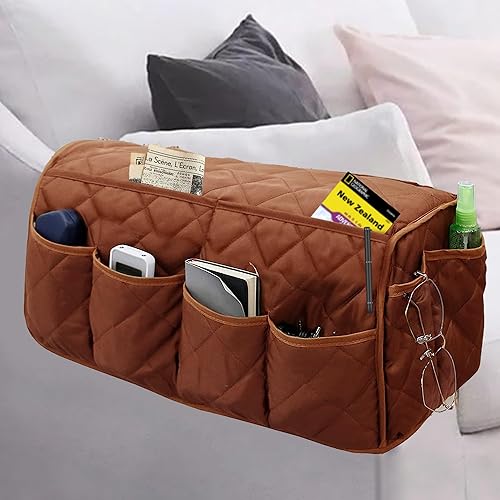 Miniatura 8 de Organizador para sillón, organizador impermeable para reposabrazos de sofá, organizador reclinable antideslizante, soporte remoto para reclinable,