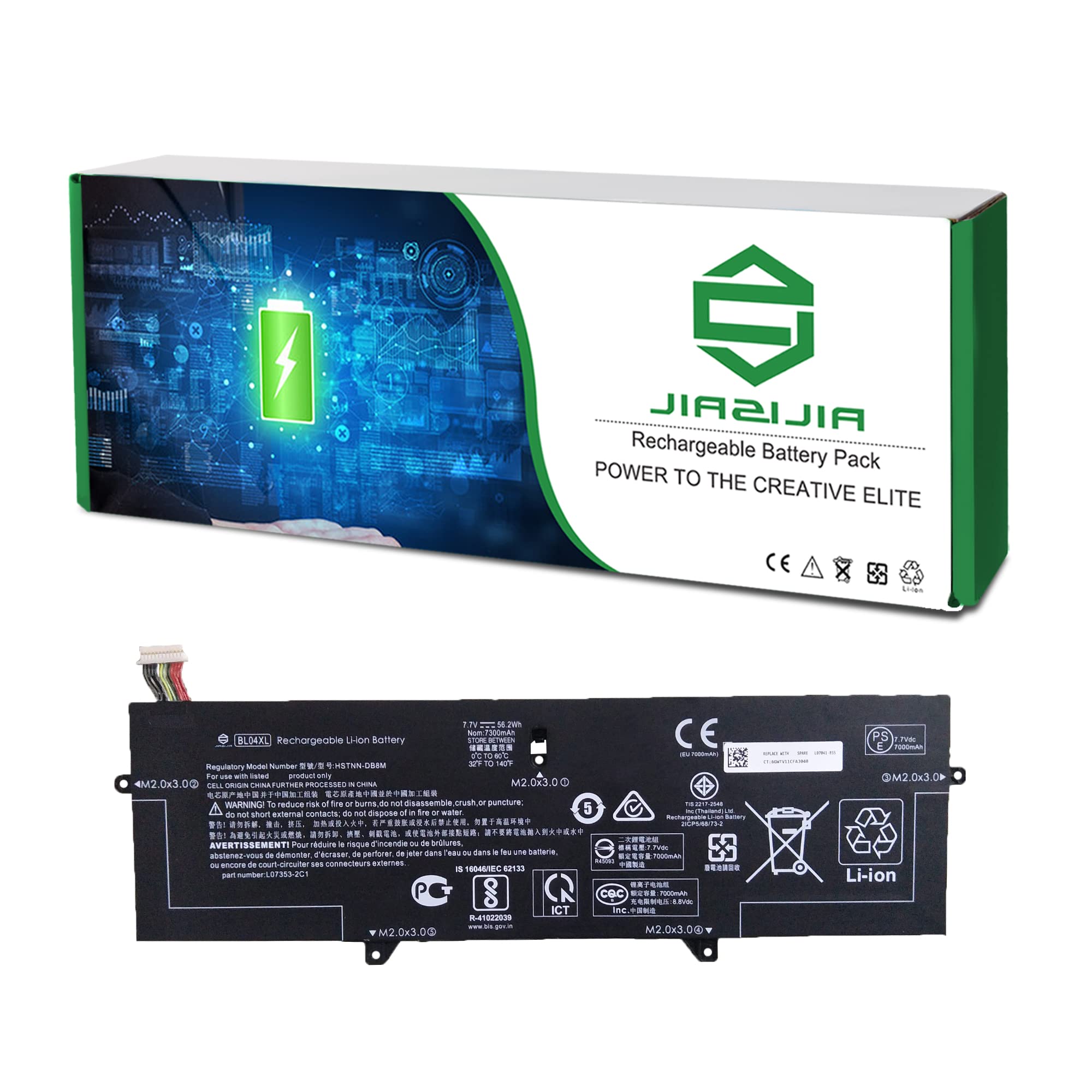 JIAZIJIABL04XL Laptop Battery Replacement for Hp EliteBook X360 1040 G5 G6 Series Notebook L07041-855 HSTNN-DB8M L07353-2C1 HSTNN-UB7N L07353-541 Black 7.7V 56.2Wh 7300mAh