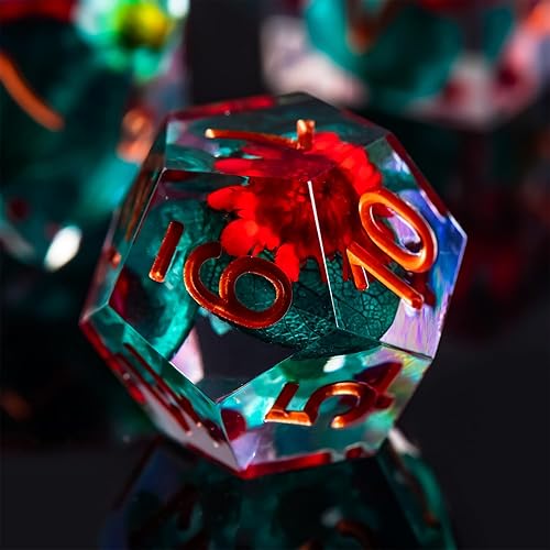 Miniatura 2 de DND - Juego de dados poliédricos de FugaCity de 7 piezas de borde afilado, 100 % hechos a mano, juego de dados poliédricos de FugaCity Dungeons and