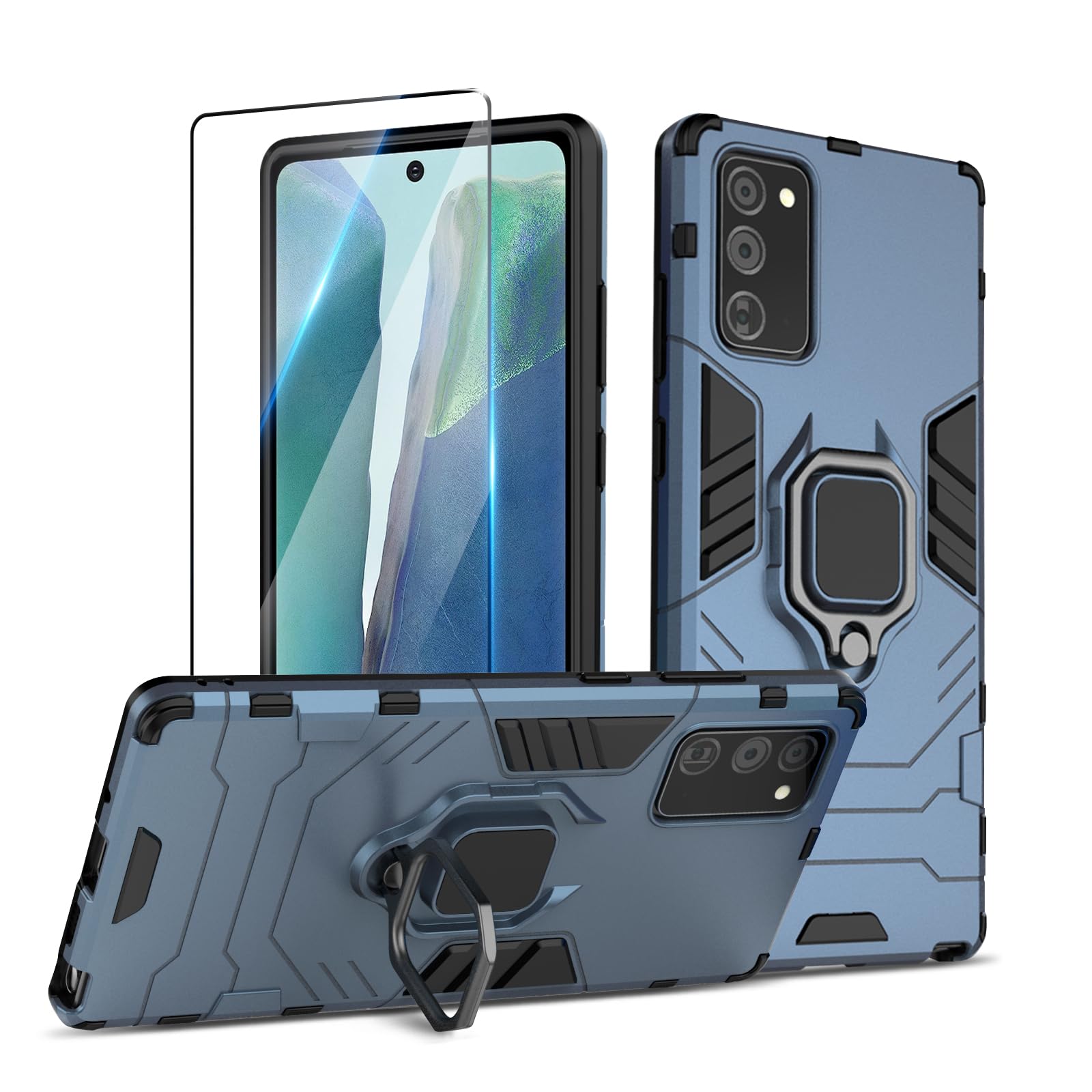 Funda para Samsung Galaxy A13 4G con Cristal Templado Protector Pantalla, Carcasa Antigolpes con Soporte anular metálico, Case Protectora de Grado Militar, Negro — view 26