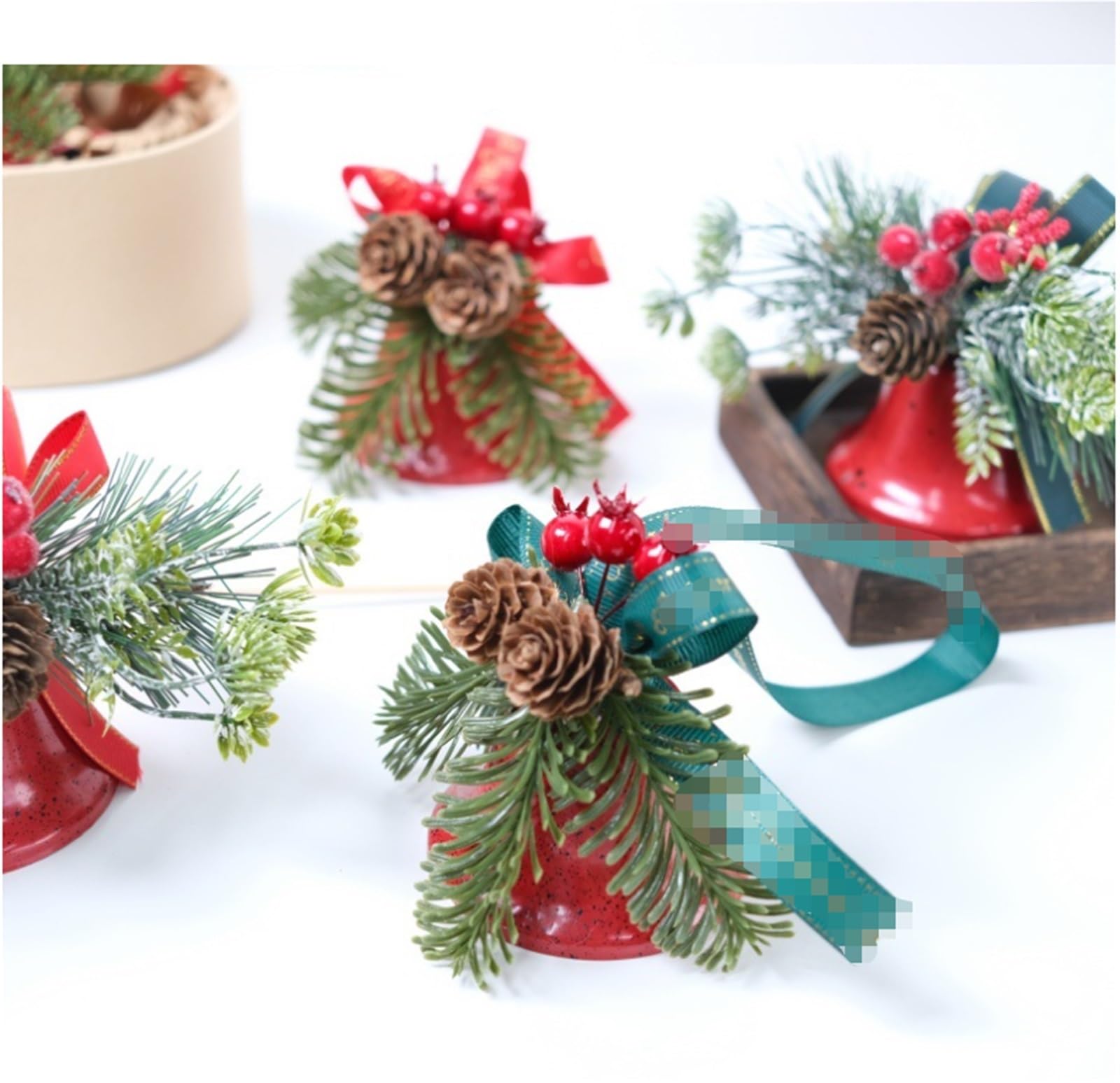 Campanas Navidad Cascabeles For Decoración De Puertas del Hogar, Campanillas Artesanales, Navideña, Campanas Navideñas Decoración(Red 2)