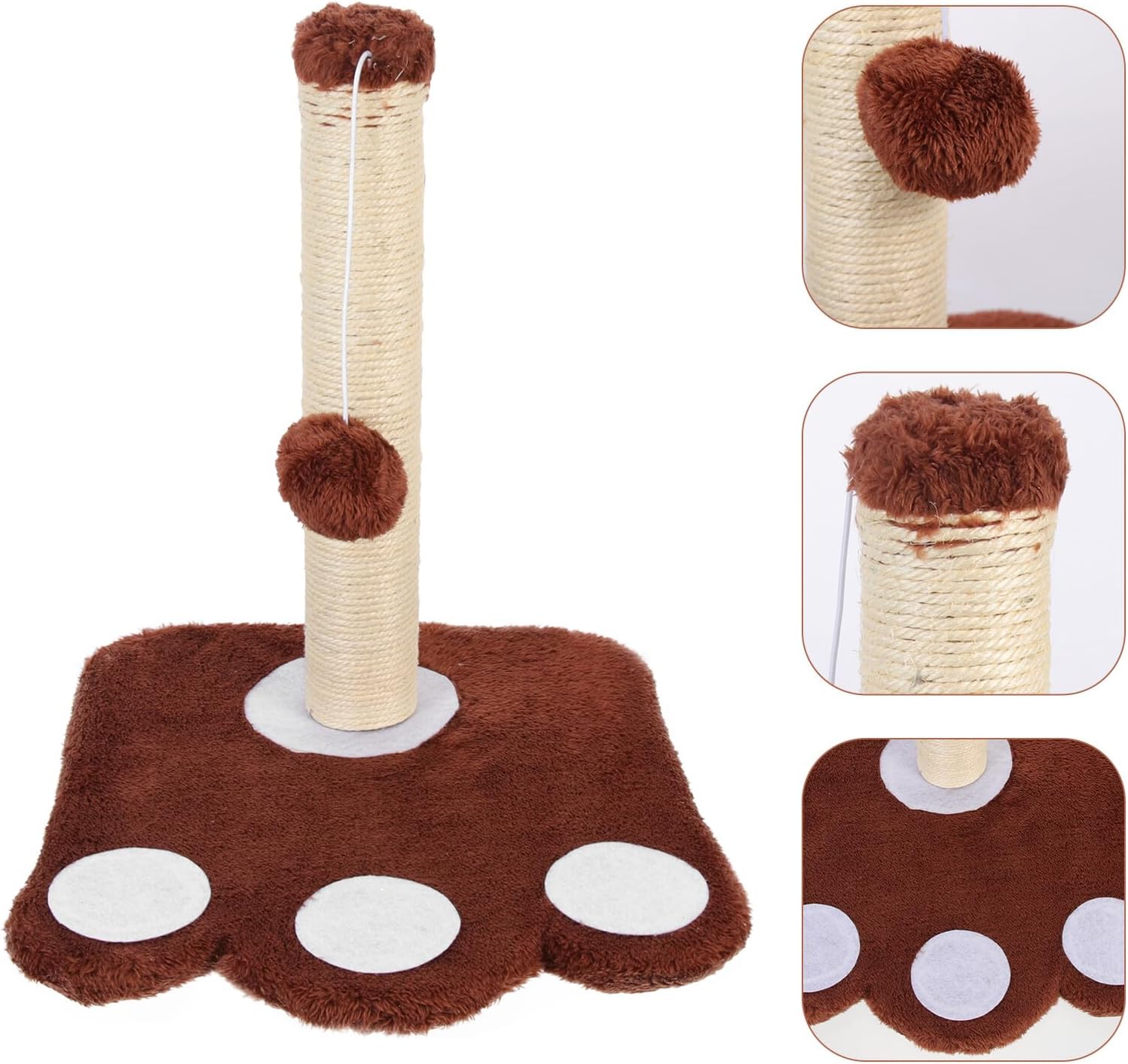 DOITOOL Large Integrated Sisal Cat Scratching Post and Comfortable Cat Bed Sturdy Vertical Scratcher Wear-Resistant Brown for Daily Use