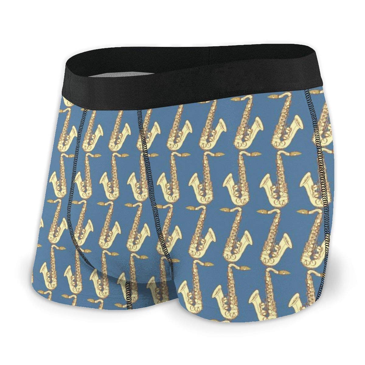 Men's Boxer Brief Saxophone Musical Instrument Vintage Underwear Stretch Boxer Trunk with Pouch