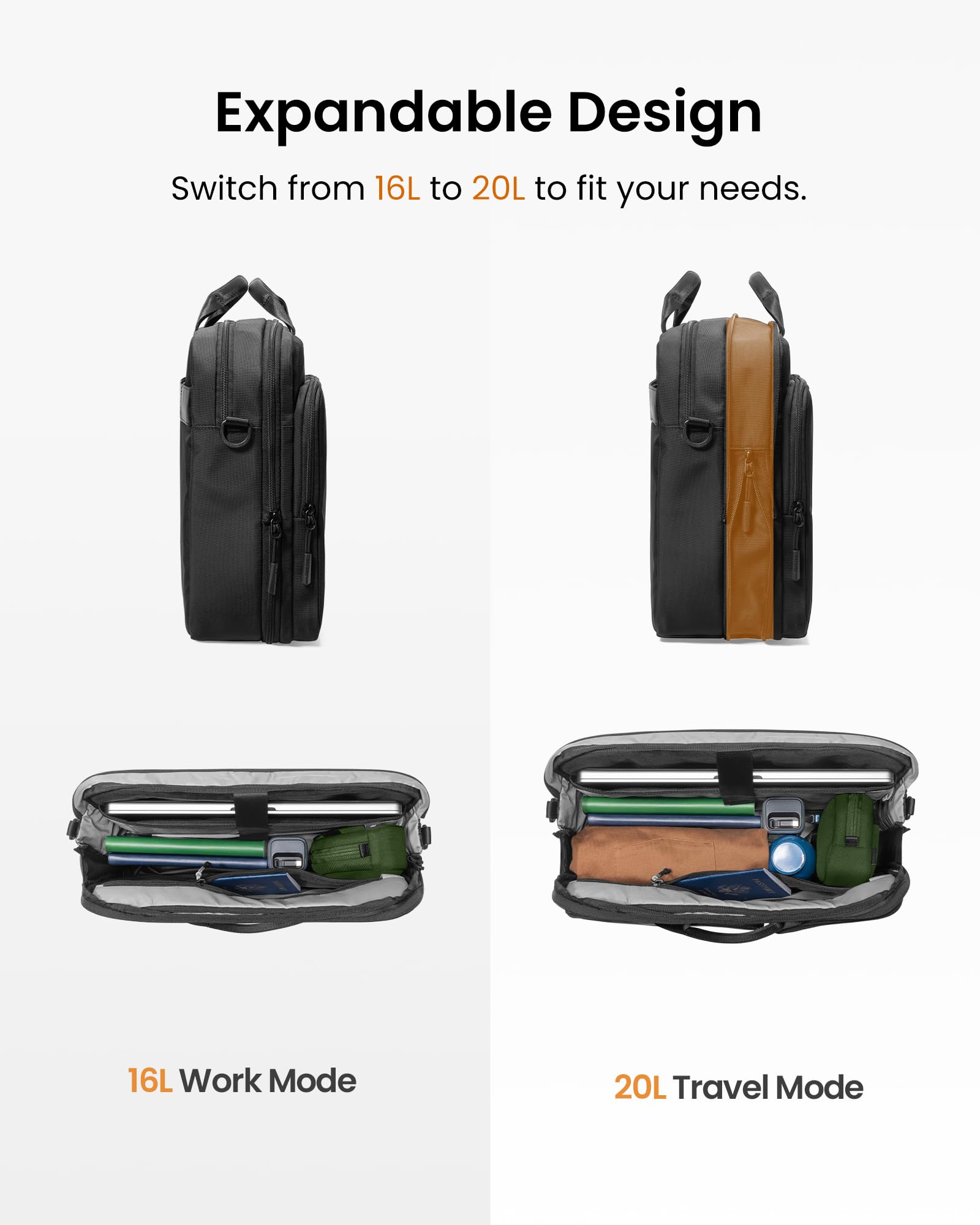 tomtoc Torba na ramię na laptopa 15,6 16 cali, wodoodporna wielofunkcyjna torba na laptopa 16'' MacBook Pro M5 Pro/Max (2026), teczka z akcesoriami i miejscem na dokumenty, dla mężczyzn i kobiet