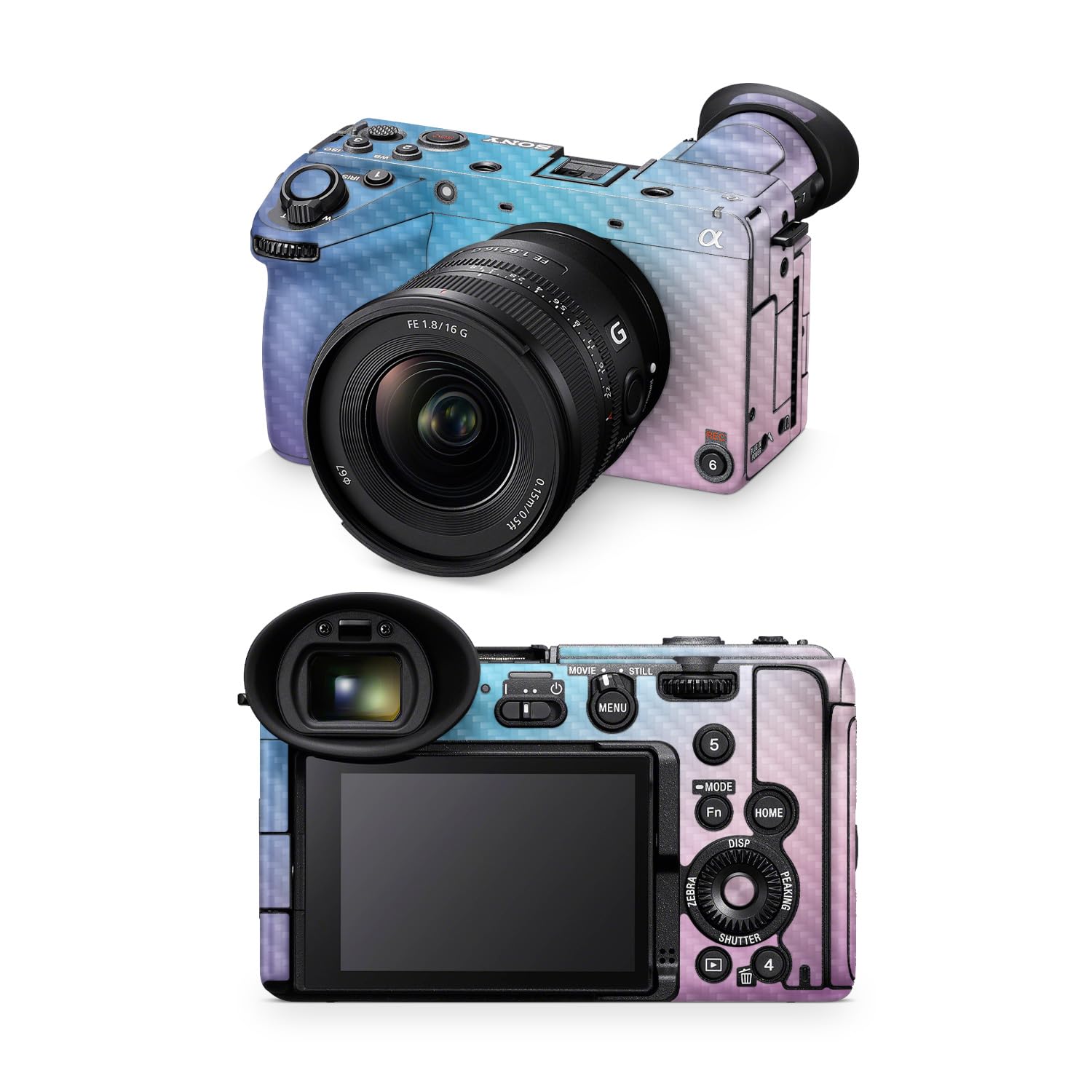Carbon Fiber Camera Skin Compatible with Sony FX2 Digital Camera (2025) - Royal Haze - Premium 3M Vinyl Protective Wrap Decal Cover - Easy to Apply | Crafted in the USA by MightySkins